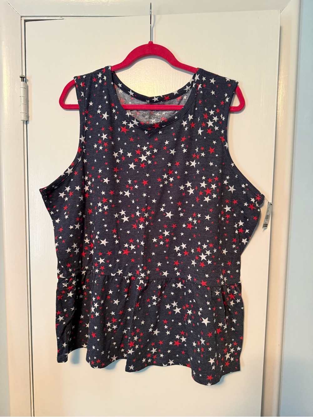 Lane Bryant Red, White and Blue Star Tank w ruffled bottom Sz 22/24 NWT